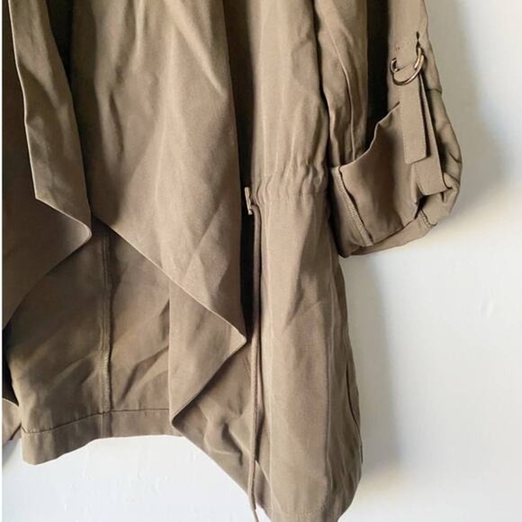ZARA Open Front Drape Utility Cardigan Jacket Olive Green - S EUC - Picture 7 of 12